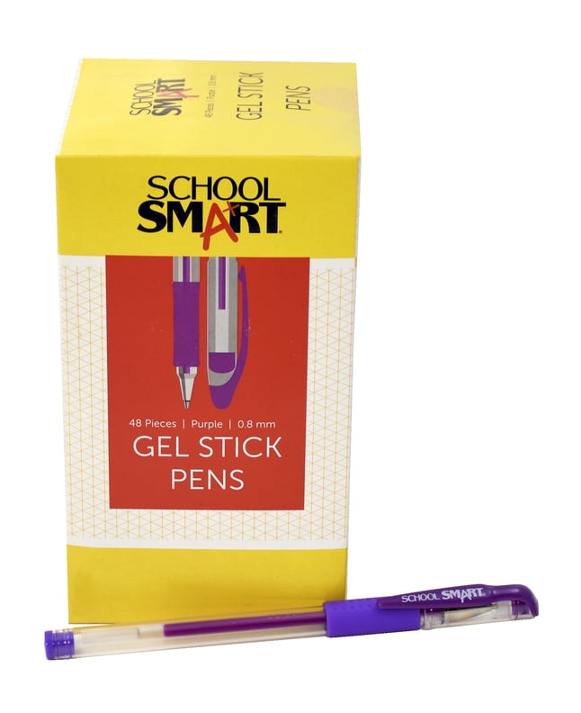 School Smart Gel Stick Pens, 0.7 mm, Purple, Pack of 48