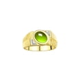 thumbnail image 1 of RYLOS Men's Rings 14K Yellow Gold Cabochone Gemstone & Diamond Designer Peridot Rings For Men Size 9, 1 of 7