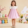 thumbnail image 2 of DHFJKG Girls Striped Dress Easter Bunny Embroidered Floral Summer Sleeveless Casual Party Mini Dresses For Baby Toddler 6M-4Y Versatile Dresses, 2 of 4