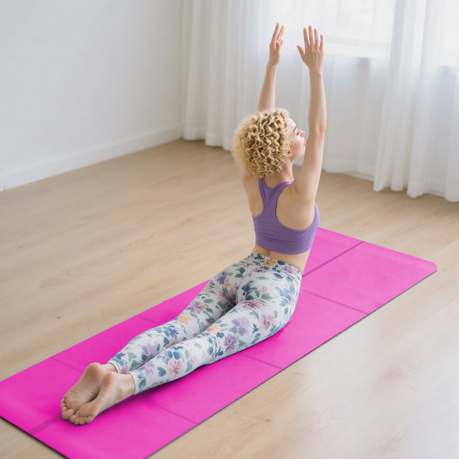 Indoor Outdoor Fitness Mat Yoga Mat Gymnastics Tumbling Mat Material 6mm Thick Folding Non Sweat Proof for Home Gym Playroom Backyard Purple