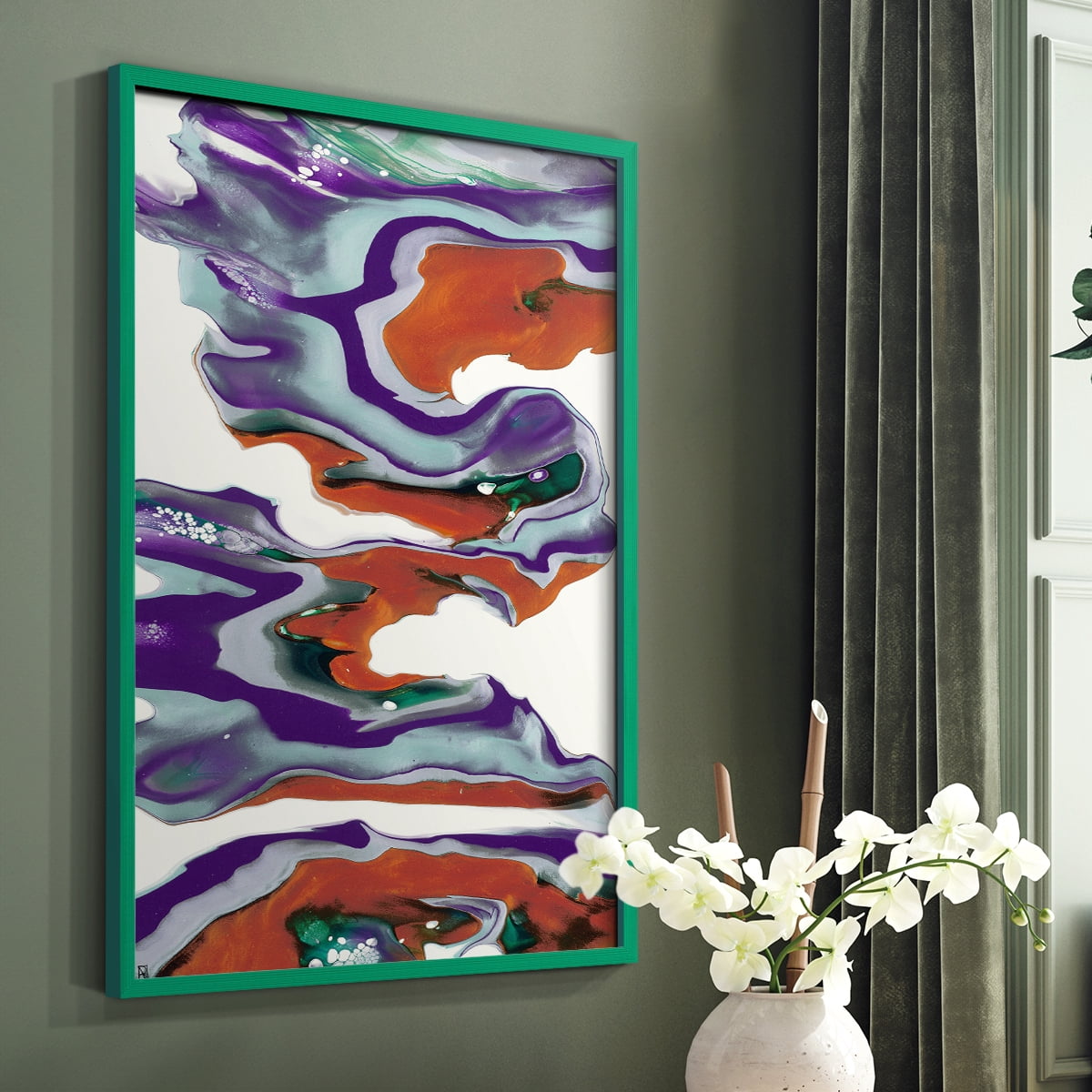 M145 Framed Print in Green Solid Wood Framed Print No Nail Hanging