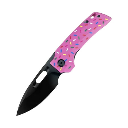 Pink Pocket Knife for EDC Folding Utility Knife with 3.15 inch D2 Blade G10 Handle Fashion Gifts for Women