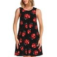 thumbnail image 1 of Easygdp Beautiful Red Ladybug para Vestido Transpirable de Mujer, Vestido Suelto de Manga Corta con Pliegues y Bolsillos para el Verano, 1 of 7
