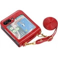thumbnail image 3 of Crossbody Lanyard Case for Samsung Galaxy Z Flip 5 5G,Mandala Flower Pattern PU Leather Case with Shoulder Strap for Women Phone Protective Case Cover,Red, 3 of 12