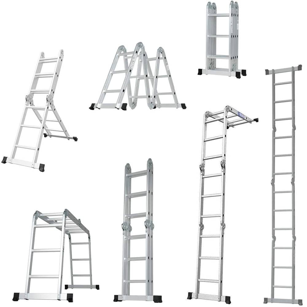 12.5FT Multi Purpose Aluminum Folding Platform Scaffold Ladder