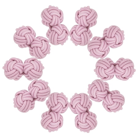 Uxcell 5 Pairs Silk Knot Cufflinks, Elastic Fabric Shirt Cufflinks, Twist Knot Dress Accessories Cuff Link for Men, Women, Business, Gift, Wedding, Pink