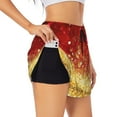 thumbnail image 3 of Lsque Red Gold Glitter Printed Women's Running Shorts with Liner Pockets,Elastic Quick Dry Workout Athletic Gym Yoga Shorts,Womens High Waist Shorts-Medium, 3 of 9