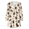 thumbnail image 4 of Yuyamidu Casual Dress Shirts for Women Cute Dachshund V Neck Pleated Swing Dress Dog Paw A Line Swing Dresses Size XL Long Sleeve High Waistline Dress, 4 of 7