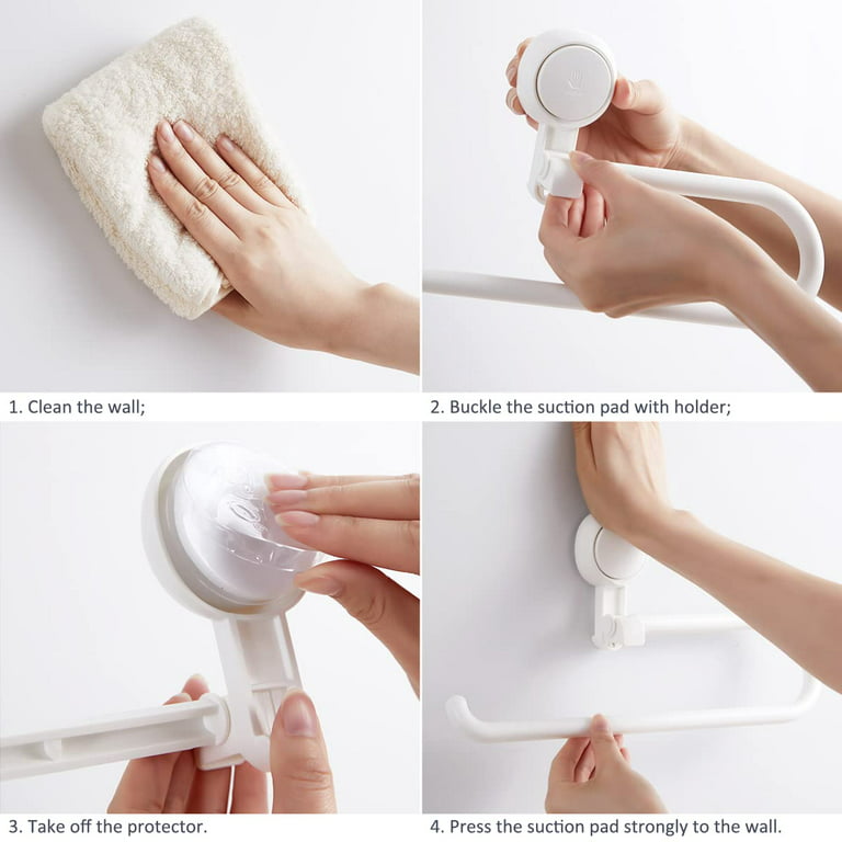 Suction Cup Paper Towel Holder Under Cabinet, No Drilling Paper Rack for  Kitchen, Bathroom