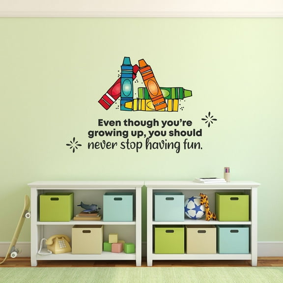 Having Fun School Classroom Quote Cartoon Quotes Decors Wall Sticker Art Design Decal for Girls Boys Kids Room Bedroom Nursery Kindergarten Home Decor Stickers Wall Art Vinyl Decoration (15x30 inch)