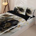 thumbnail image 3 of Castle Fairy Luxury Ink Gold Floral Art Zipper Twin Comforter Sets with Fitted Sheet and 2 Pillowcases,Black White Flower Glitter Splash Layout Zipper Bedding Set,Gold Gray,Black Reversible,4-Piece, 3 of 6