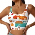 thumbnail image 1 of Fotbe Fall Pumpkins Sujetador Deportivo Largo sin Aros para Mujer con Almohadillas y Soporte Medio, Transpirable y Absorbente, Camiseta Tipo Chaleco o Tank Top-Medium, 1 of 8