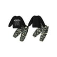 thumbnail image 2 of xiaxaixu Little Boy 2 Piece Set, Letter Print Long Sleeve Tops Camouflage Cargo Pants Toddler Outfits for Spring Fall, 2 of 8