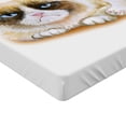 thumbnail image 2 of Ambesonne Animal Fitted Sheet, Grumpy Angry Cat Love, Queen Size, Brown and Beige, 2 of 3