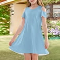 thumbnail image 3 of XADYUY Girls Summer Dress Size 7-8 Casual A-Line Sleeveless Toddler Skater Solid Color Twirl Crew Neck Swing kids sundresses girls 4-16,Light Blue 11-12 Years, 3 of 6