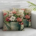 thumbnail image 3 of Vintage European Pink Flowers Cotton Linen Pillow Covers&nbsp;Sprinkled Kettle&nbsp;Plant Live Your Life Quote Words Throw Pillow Case Summer Home Sofa Couch Decor Cushion Cover, 3 of 5