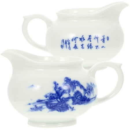 

2Pcs Gravy Boat Blue and White Sauce Cup Ceramic Sauce Pitcher Coffee Gravy Cup Gravy Dispenser