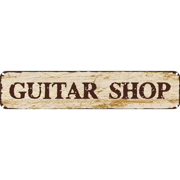 Vintage Tin Sign Retro Metal Wall Decor GUITAR SHOP Rustic Aluminum Plaque for Home,Bar,Kitchen,Garage,Man Cave 4x16 Inch