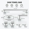 thumbnail image 7 of 7 Pieces Bathroom Hardware Set, Bathroom Accessories Set Includes 24" Towel Bar, Toilet Paper Holder, Towel Ring, Robe Hook, Brushed Nickel & Stainless Steel, Wall Mounted Bathroom Towel Rack Set, 7 of 7