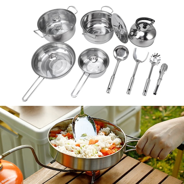 Cookware Set, Stick Proof Frying Pan Soup Pot Set Thickened Stainless Steel for Restaurant