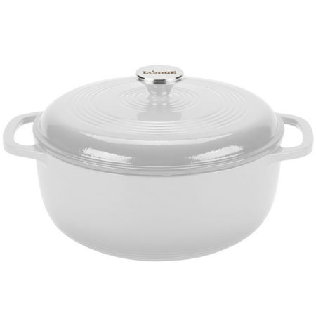 Lodge Ec6d13 6 Qt. Oyster White Enameled Cast Iron Dutch Oven