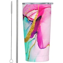 Abstract Marble Waves Tumbler Stainless Steel Insulated Tumblers with Lid Straw Reusable Marbling Stone Coffee Travel Mug Drinking Wine Smoothie Cups Birthday Gifts for Women 20 Oz