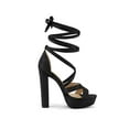 thumbnail image 3 of BLISSFUL STEP Women's Lace Up Platform Block High Heel Sandals Black 7, 3 of 8