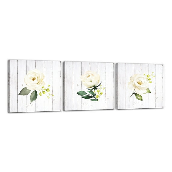 LifeSong Milestones 12x12 3pc Floral Canvas Set Canvas Wall Art (White)
