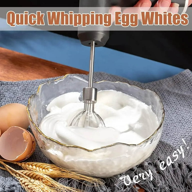 Ifcow Cordless Electric Whisk Hand Mixer Handheld Electric Mixer with 3 Speed Self Control 304 Stainless Steel Egg Beaters Balloon Whisk for