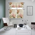 thumbnail image 4 of Pink Orange Hydrangea Kitchen Curtains Sets for Windows 24 Inch Length, Spring Vintage Botanical Flowers Rod Pocket Window Treatments Tier Curtains and Valances Set for Bedroom/Bathroom, 4 of 8