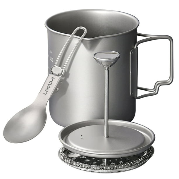 Lixada 750ml Titanium Coffee Cup Mug French Press Pot Coffee Maker