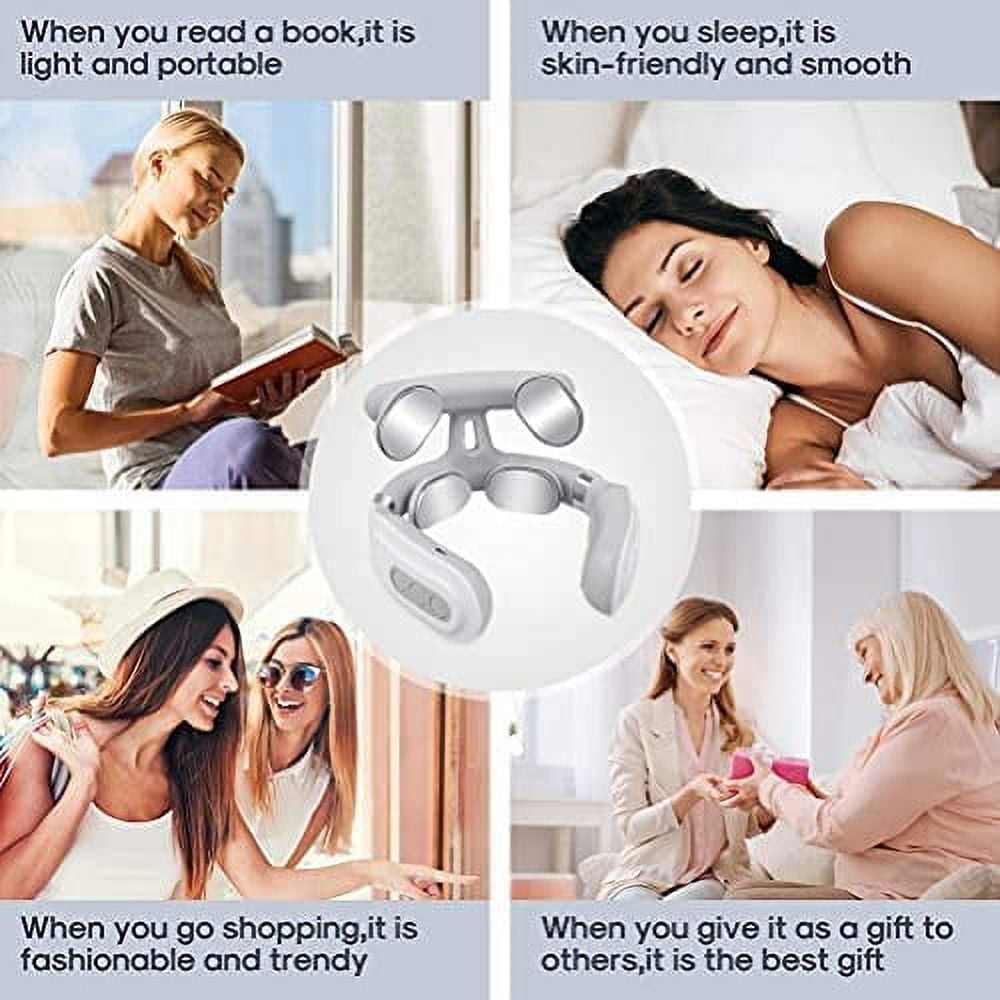 K05 Portable Neck Massager Heating Function Heated Neck Massage Pulse Therapy Cordless Intelligent Massage Tool for Neck Pain Relief