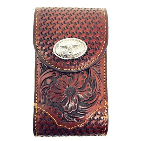 Cowboys Cell (Western Cowboy Small Size Genuine Leather Longhhorn Smartphone Galaxy Iphone Holder Holster Cellphone)