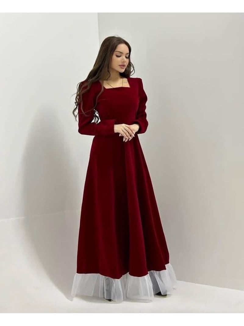 Luxurious Burgundy Velvet Maxi Dress Elegant Burgundy Dress Burgundy Gown  Stunning Formal Evening Gown - Walmart.com