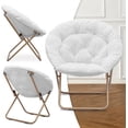 thumbnail image 4 of Faux Fur Chair, Folding Chair Soft Lounge Chair, Portable Moon Chair for Bedroom, Dorm Rooms, Apartments, Lounging, Garden and Courtyard(White), 4 of 14