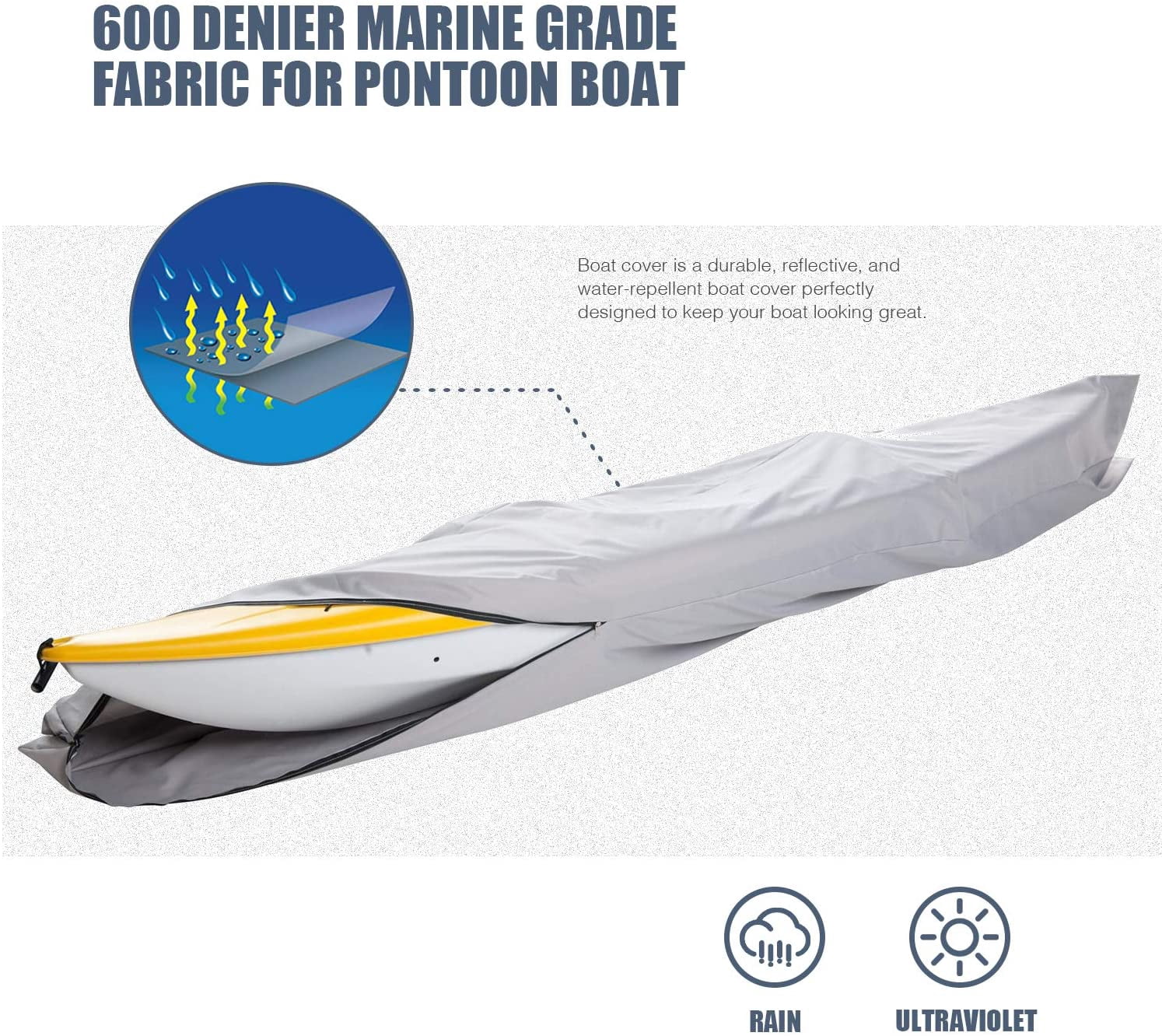 Goodsmann boat cover,Kayak cover,Canoe Cover,Silvery gray,water resistant,weather protection,trailerable,9921-0172-31 (10' Kayak/Canoe Cover)