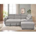 thumbnail image 2 of Roomfitters 105" L-Shape Sectional Sofa with Pull-Out Bed & Ottoman Storage, Right Chaise Lounge, Convertible Sleeper Couch with 2 Cup Holders & LED for Living Room, Light Gray, 2 of 5