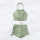 thumbnail image 4 of Trajes de baño Amzcrzy Tankini para mujer, trajes de baño, trajes de baño, bikini para mujer, traje de baño de bikini sin espalda con cuerpo dividido de color sólido, verde menta, L, 4 of 5