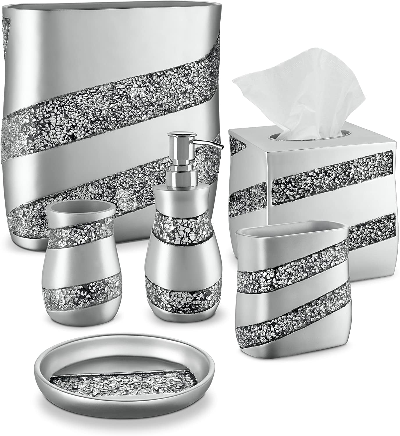 silver sparkle bathroom accessories