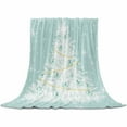 thumbnail image 2 of Christmas Teal Throw Flannel Blanket 40x50In Green White Xmas Tree Winter Snowflakes Super Soft Cozy Bed Blanket, Lightweight Plush Fuzzy Bed Throw for Bedroom Sofa Couch Living Room, 2 of 4