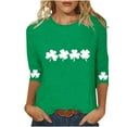 thumbnail image 2 of ICHUANYI Womens 3/4 Sleeve St. Patrick's Day Printed T-Shirts Crew Neck Spring Graphic Tee Tops Round Neck Top Shirt, 2 of 5