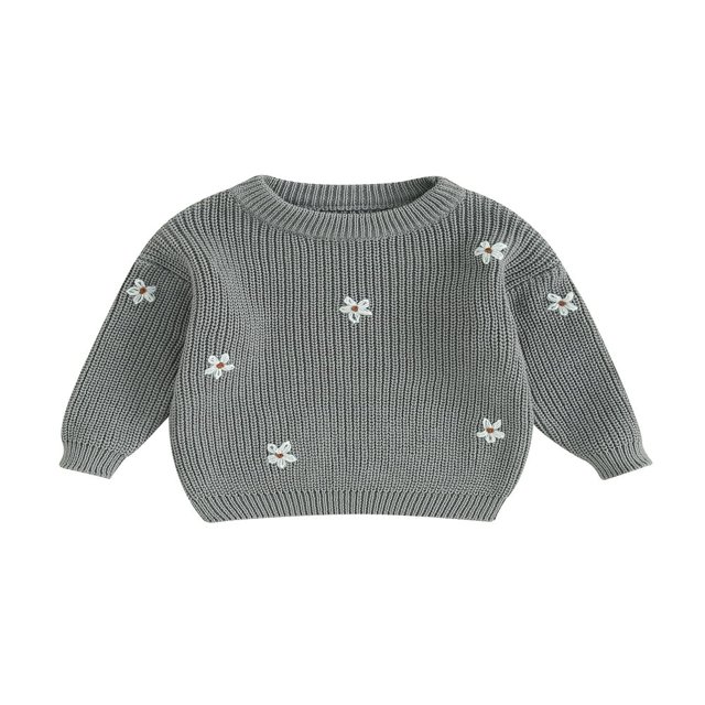 AMERTEER Baby Round Neck Sweaters Long Sleeve Loose Knitted Pullovers