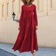 thumbnail image 2 of Vestido de otoño con dobladillo asimétrico Vestido holgado de gran tamaño para mujer Traje de vacaciones de línea A, 2 of 8