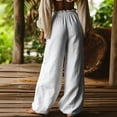 thumbnail image 5 of YOIAVIAOY Wide Leg Baggy Pants for Women Lightweight Casual High Waisted Palazzo Pants Vacation Beach Lounge Trousers with Pockets White XXL, 5 of 7