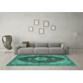thumbnail image 3 of Ahgly Company Indoor Square Medallion Turquoise Blue Traditional Area Rugs, 5' Square, 3 of 4