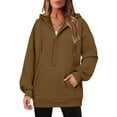 thumbnail image 2 of Womens Hoodies Quarter Zip Pullover Oversized Sweatshirts Half Zip Pullover With Pockets Fall Clothes, 2 of 7