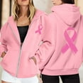 thumbnail image 2 of Womens Hoodies Seamless Pullover Hoodie Casual Streetwear Look Women's Zip Up Hoodie Pullover Cancer Awareness Month Long Sleeve Pocket Drawstring Casual Sweatshirt For Everyday Wear, 2 of 6