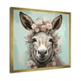 thumbnail image 2 of Designart "Cute Portrait of Floral Donkey" Animals Framed Wall Art Decor - Modern Grey Donkey Entryway Framed Wall Art Print, 2 of 6