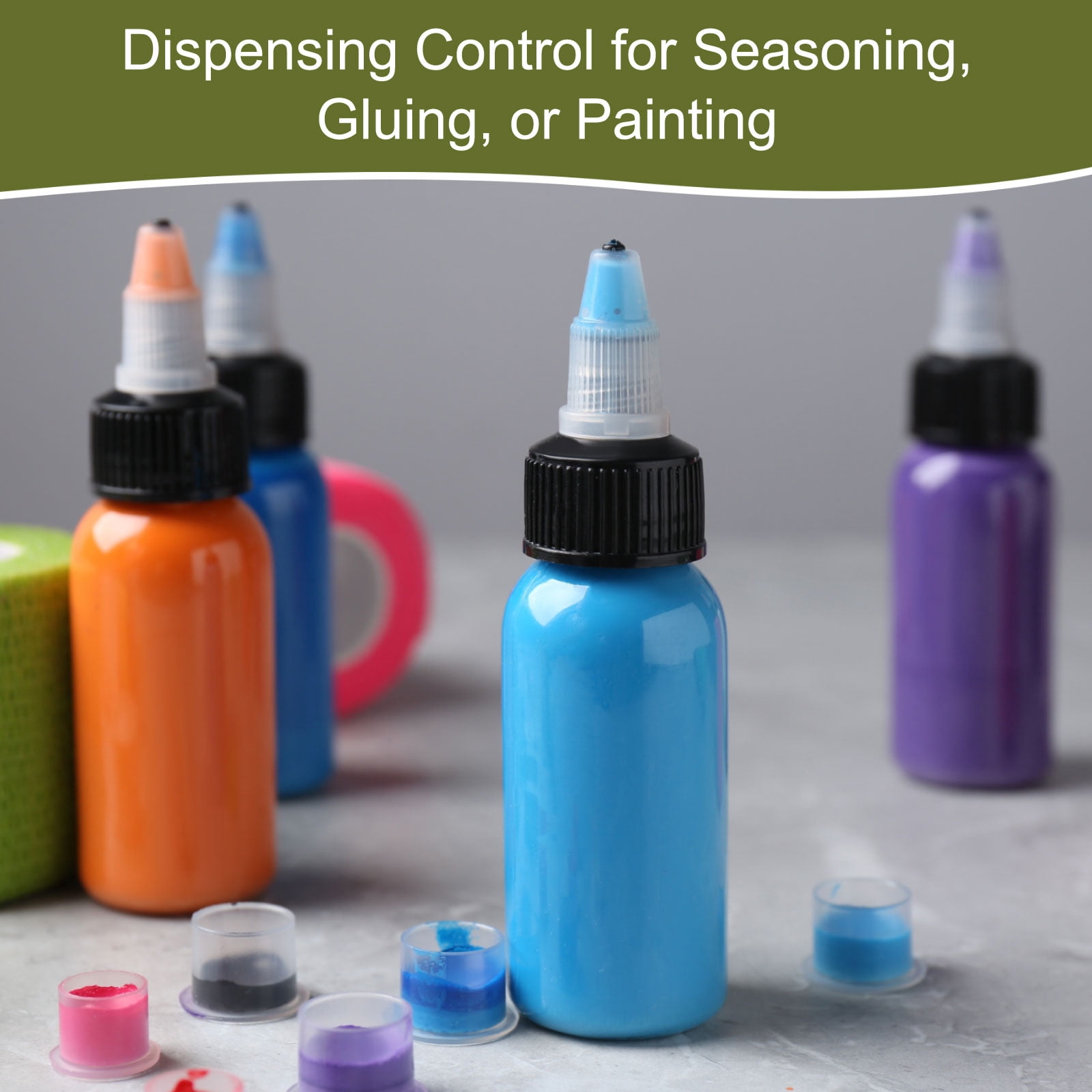 Unique Bargains Twist Top Caps for Squeeze Bottles Glue Crafting Black