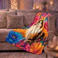 thumbnail image 5 of YShenghong Fluffy Calico Cat Surrounded By Vivid Giant Flowers Printed Flannel Blanket, 5 of 7